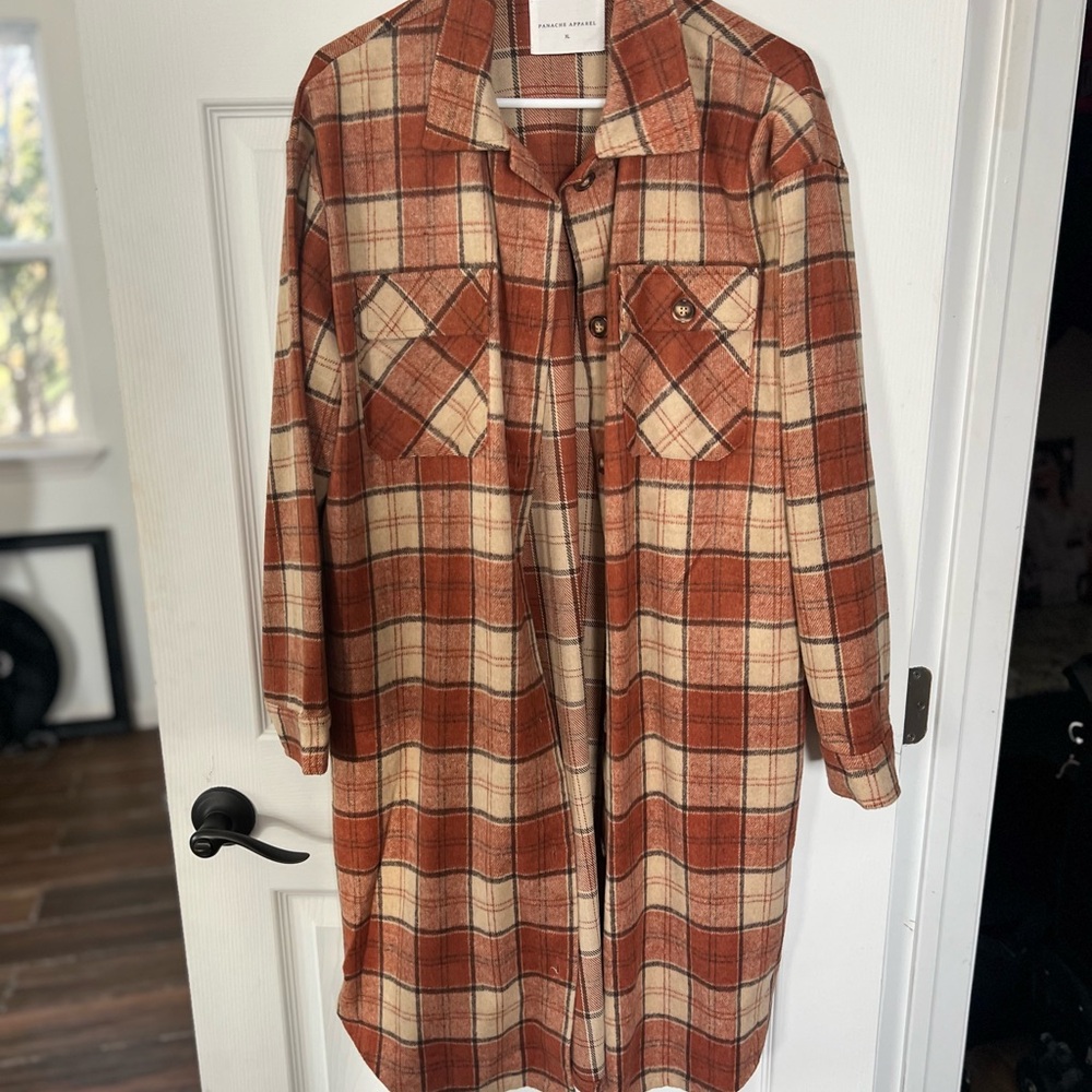 Rust orange flannel shacket